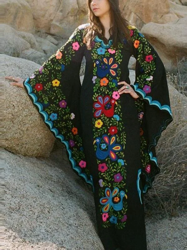 Bohemian V-neck Irregular Printed Long Dress Tunics Exclusive limited
