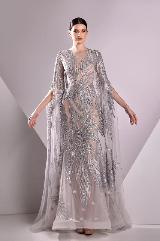 Cape sleeves embroidered tulle dress Tunics Travel practical