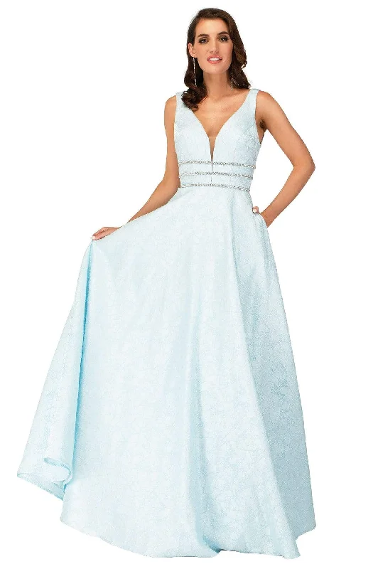 Cecilia Couture - 2120 Sleeveless V-Neck Long Dress Maxi Flowy Bohemian