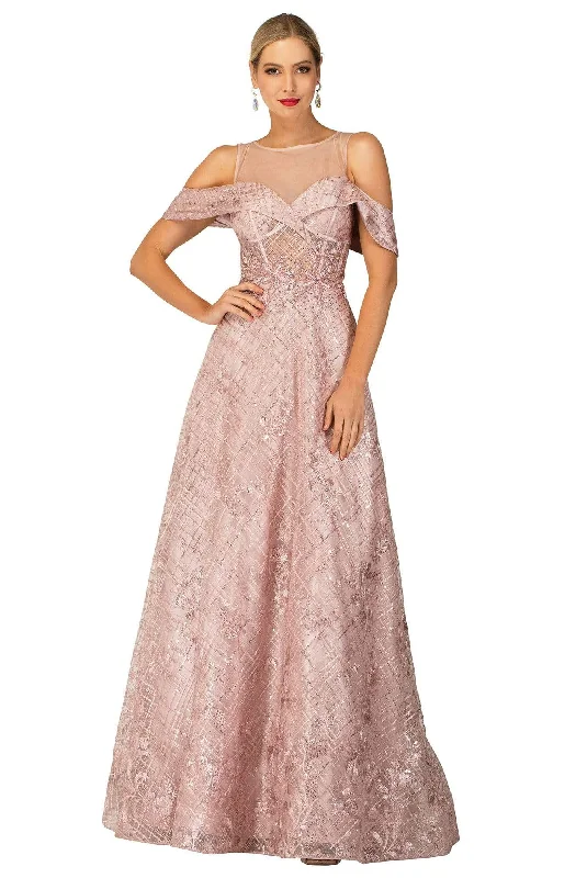Cecilia Couture - 2169 Illusion Sweetheart A-line Long Dress Turtleneck Neckline Stylish