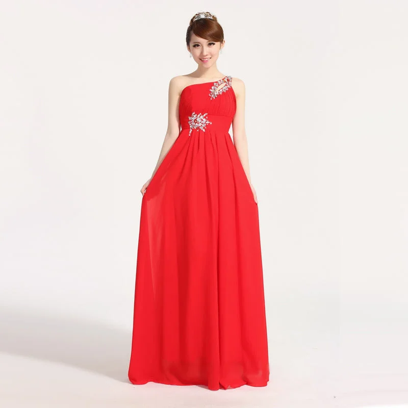 Chiffon Beads one Shoulder Long Dress CODE: READY253 Tunics Yoga stretchy