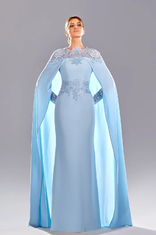 Column crepe dress with cape Tunics Winter warm
