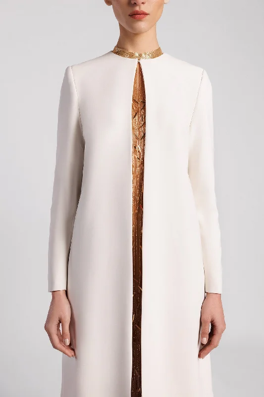 Column dress embroidered with silenus fringes and cape Tunics Canvas sturdy