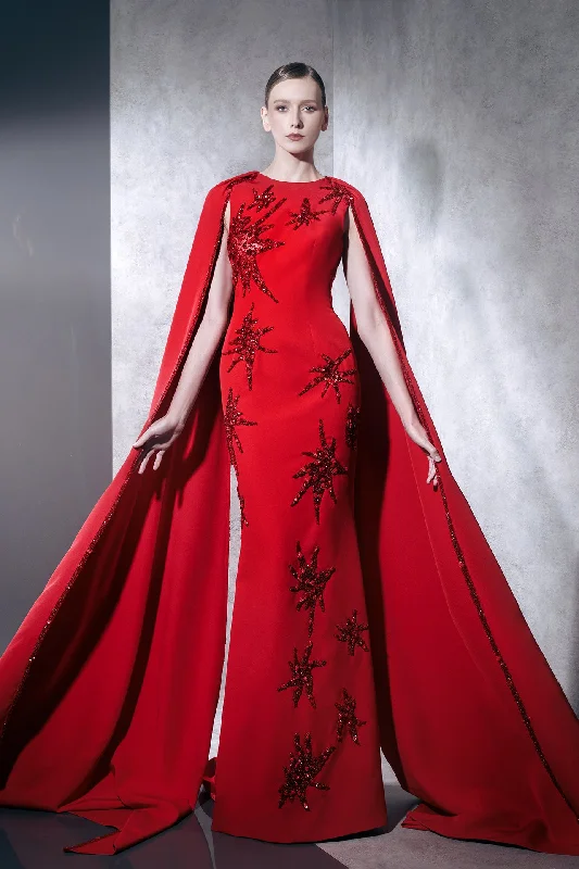 Crepe beaded dress with cape Tunics Corduroy durable