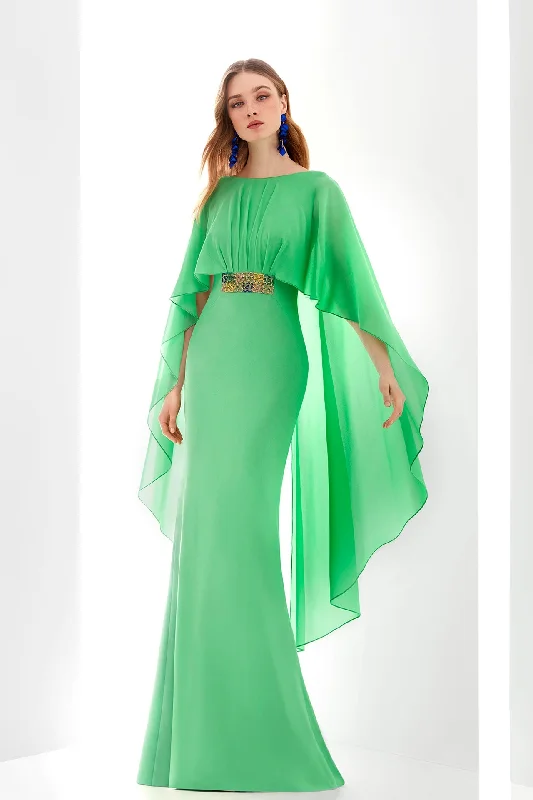 Crepe dress with georgette cape Tunics Chic elegant