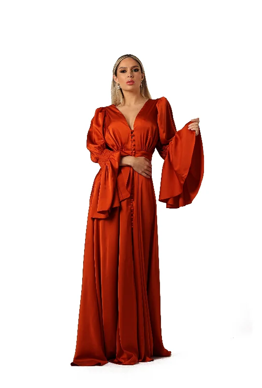 FR Dalila Terracotta Long Dress Tunics Vintage classic