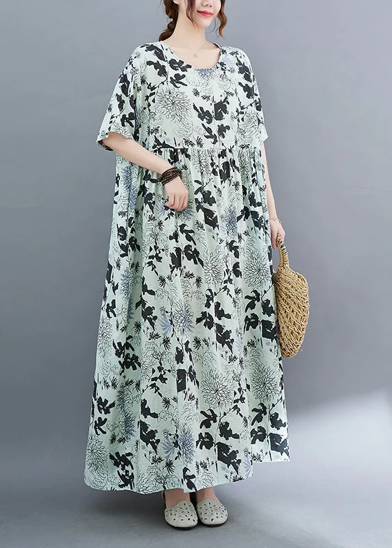 DIY Print Wrinkled Cozy Holiday Long Dress Summer Casual Short Summer