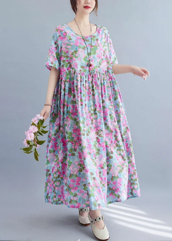Elegant Purple Print Patchwork Holiday Long Dress Summer Tunics Essential wardrobe