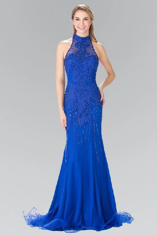Elizabeth K - GL2263 Sequined Halter Long Dress Elegant Long Evening