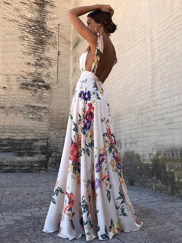 Flower Backless Bohemia Maxi Long Dress A-Line Day Work