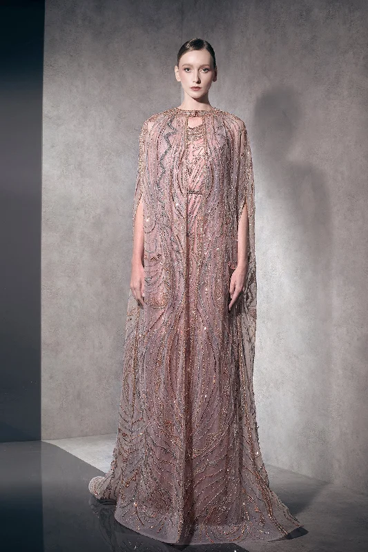 Fully embroidered dress with cape Tunics Summer linen