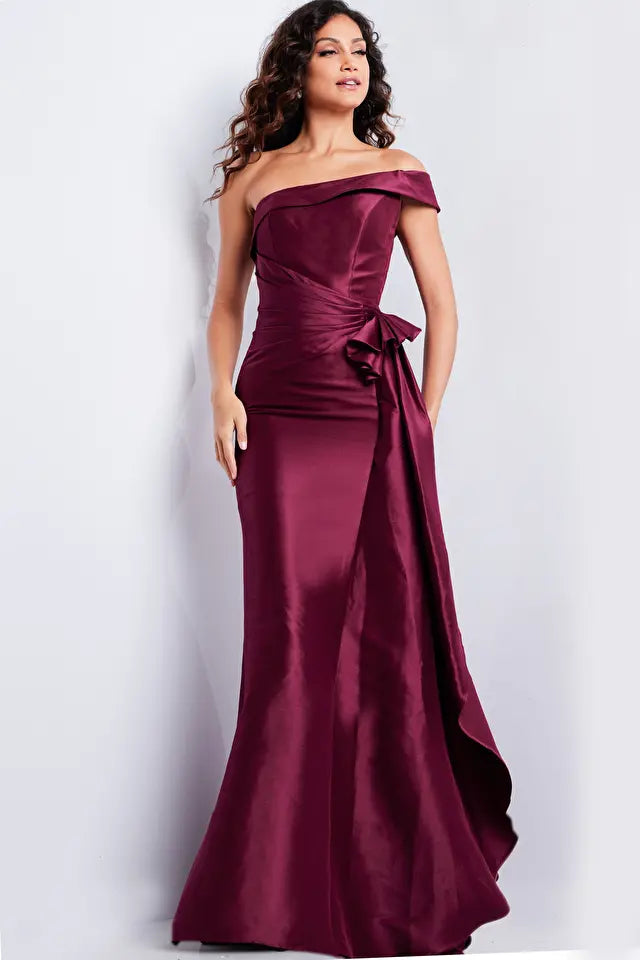 Jovani -25831 Ruched Waist Straight Evening Gown Tunics Velvet soft