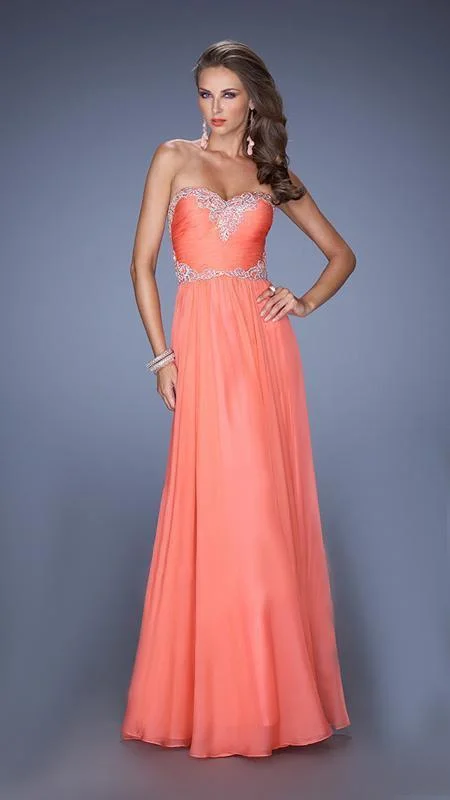 La Femme - 19372 Strapless Evening Gown with Jeweled Waist Tunics Denim casual