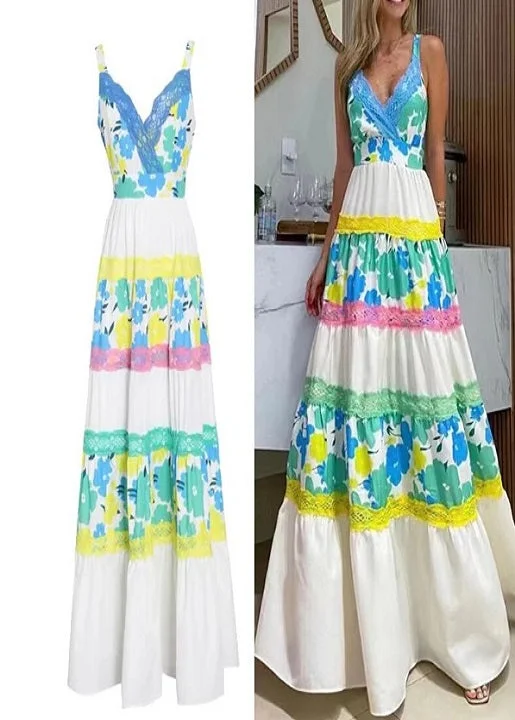 Lace Patchwork Bohemian Maxi Long Dress CODE: READY1191 Tunic Top Casual