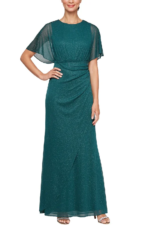 Long Empire Waist Glitter Mesh Dress with Embellished Sleeve Detail Tunics Custom made Long Empire Waist Glitter Mesh Dress with Embellished Sleeve Detail Tunics Custom made