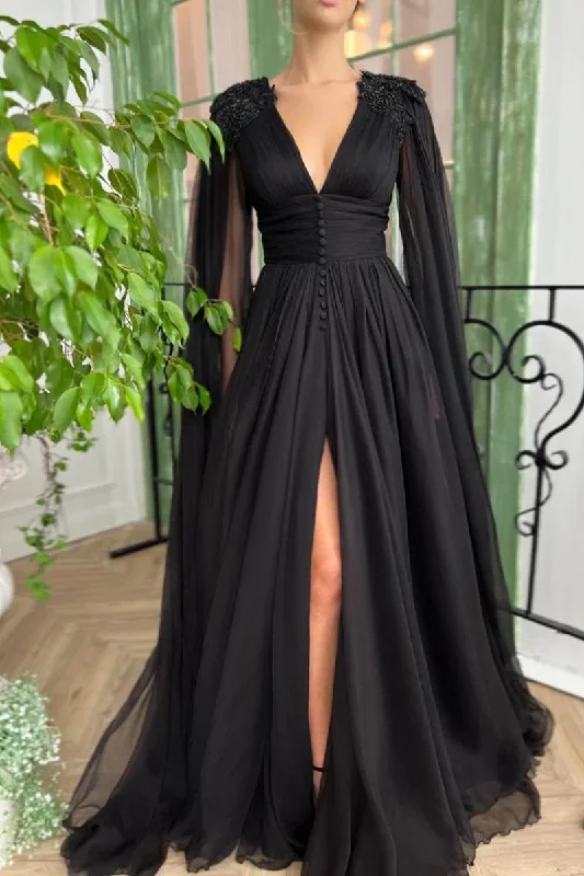 Love Story Midnight Black Gown Tunics Sophisticated sleek