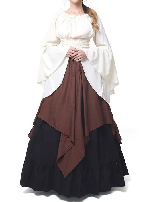 New Sexy Slash Neck Flare Sleeve Party Long Dress Floral Print girly