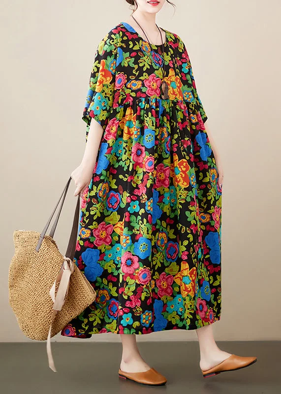 Organic Print Patchwork Cozy Long Dresses Summer Tunics Cozy comfortable