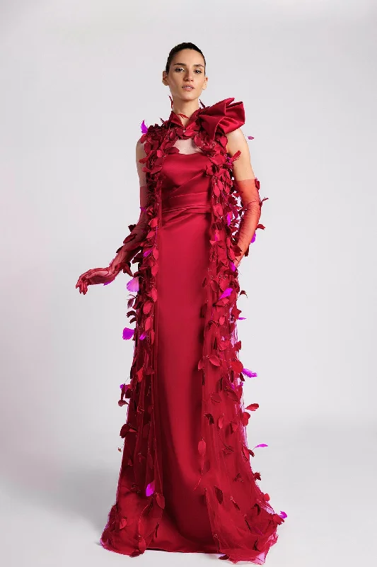 Satin dress with feathered cape Tunics Chinos classic