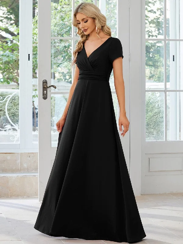 Simple Pleated Empire Waist A-Line Bridesmaid Dress Tunics Bridal satin