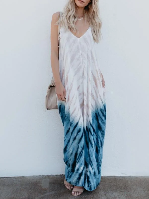 Spaghetti Strap Print Beach Maxi Long Dress Tunics Travel practical