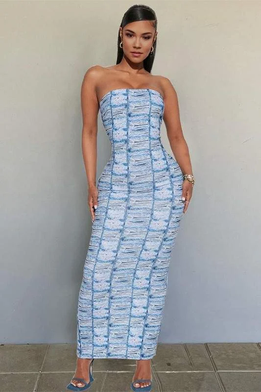 STRAPLESS MAXI LONG DRESS Tunics Long Elegant