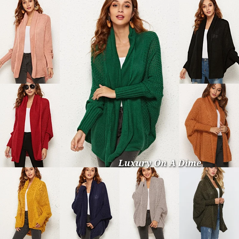Oversized Knit Cardigan Batwing Sleeve Lightweight Baggy Open Front Sweater Anti-Pilling Anti-Shrink Durable Oversized Knit Cardigan Batwing Sleeve Lightweight Baggy Open Front Sweater Anti-Pilling Anti-Shrink Durable