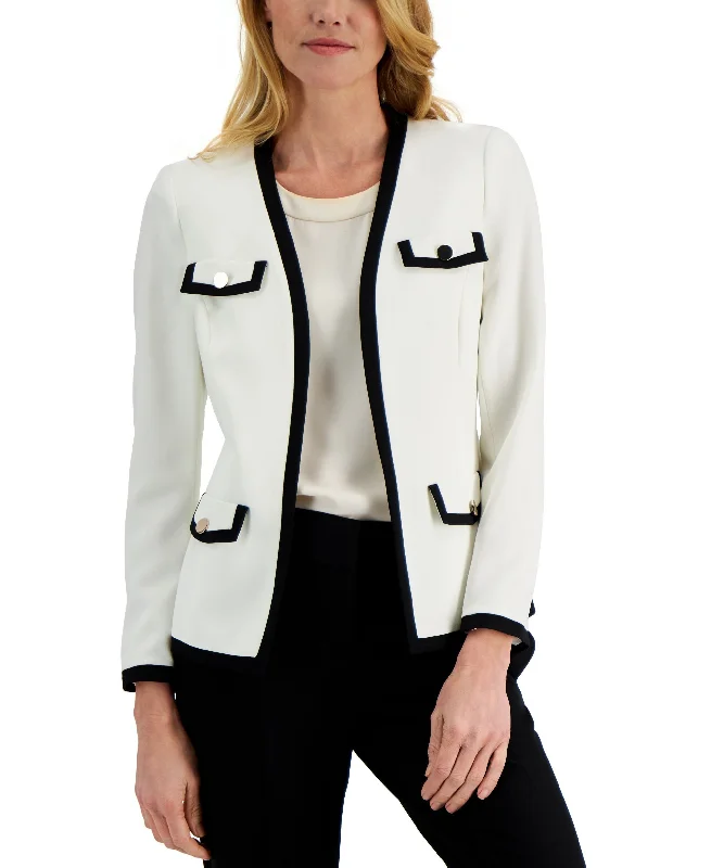 Kasper Long Sleeve Framed Open Front Cardigan Wool Cardigan Cotton Cardigan Cashmere Cardigan