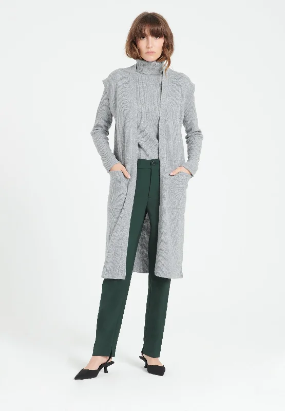 MIA 6 Long cardigan sans manches en cachemire à mailles côtelées gris clair Layered Multi-layer Single Layer MIA 6 Long cardigan sans manches en cachemire à mailles côtelées gris clair Layered Multi-layer Single Layer