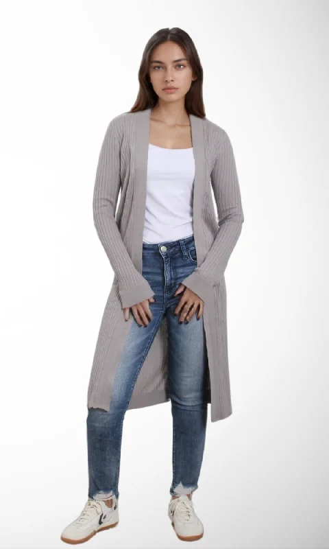Women Knitted Cardigan (Grey) Beaded Cardigan Sequined Faux Fur