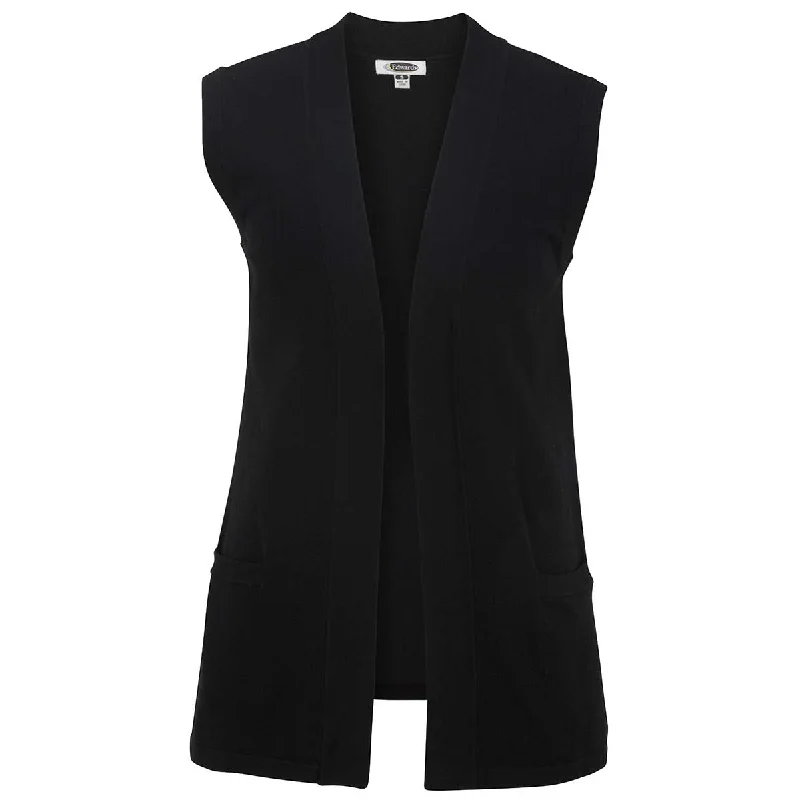 Edwards Women's Black Open Cardigan Sweater Vest Rayon Fabric Velvet Fabric Corduroy Fabric Edwards Women's Black Open Cardigan Sweater Vest Rayon Fabric Velvet Fabric Corduroy Fabric