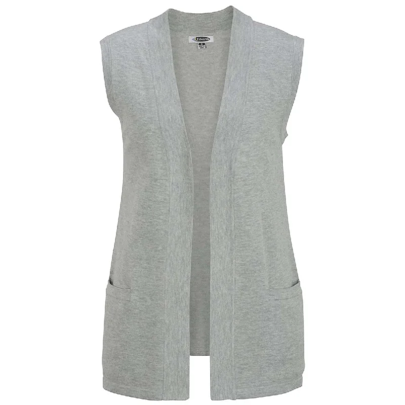 Edwards Women's Grey Heather Open Cardigan Sweater Vest Fleece Fabric Down Fabric Feather Fabric Edwards Women's Grey Heather Open Cardigan Sweater Vest Fleece Fabric Down Fabric Feather Fabric