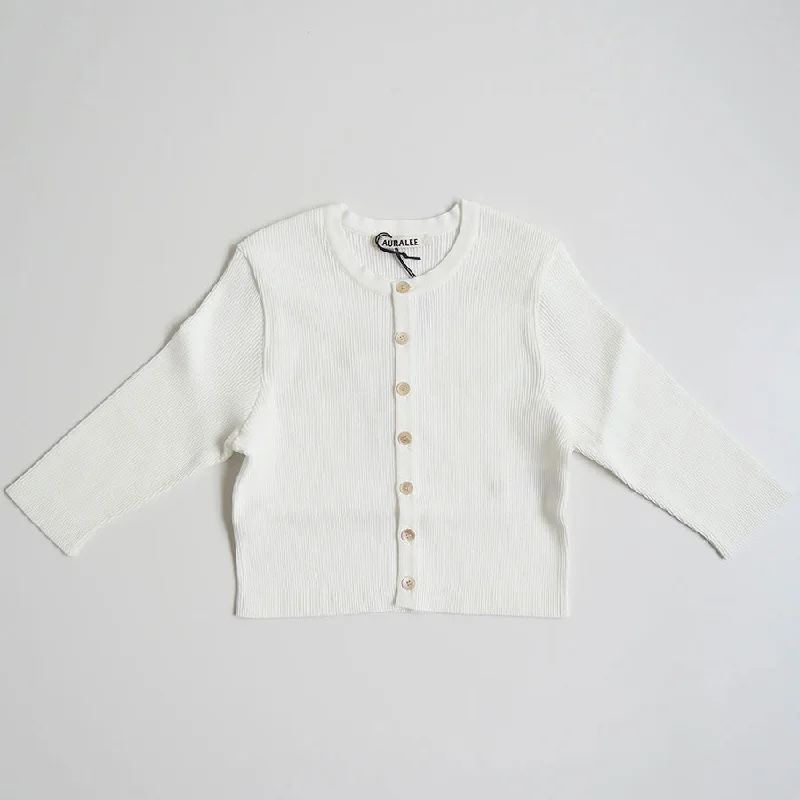 【AURALEE/オーラリー】<br>GIZA HIGH GAUGE RIB KNIT SHORT CARDIGAN <br>A24SC04HR Stylish Fashionable Trendy
