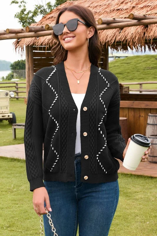 Cable Knit Contrast Chunky Sweater Cardigans Beaded Cardigan Sequined Faux Fur