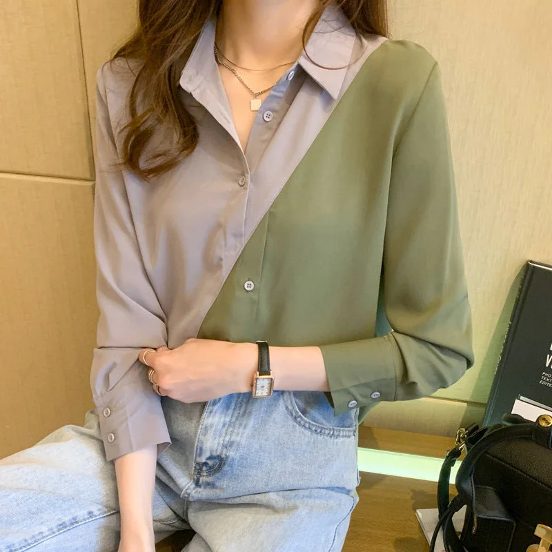 Chiffon Shirt Top Cardigan Shirt Bottoming Shirt Shirt Spandex Blend Rayon Blend Denim Blend