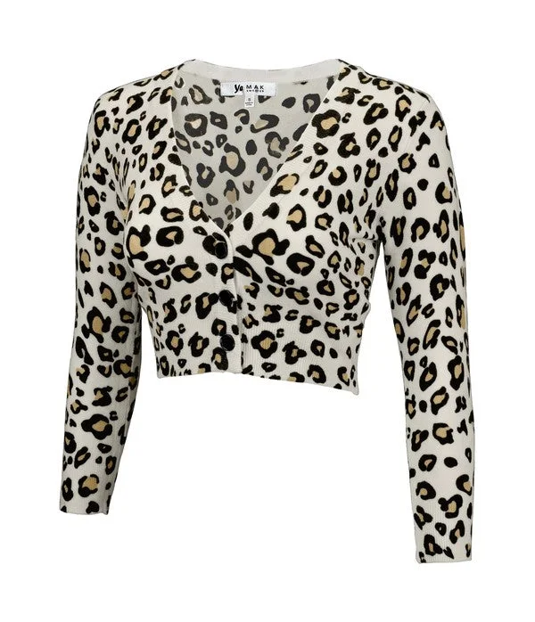 Cropped Bolero Leopard Print Sweater Cardigan Mesh Cardigan Canvas Denim
