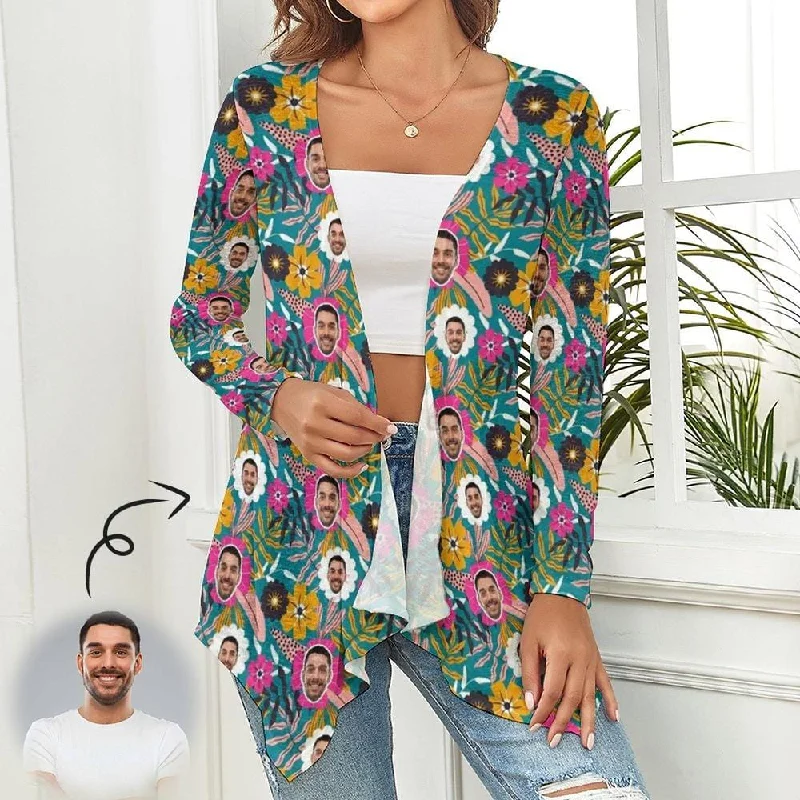 Custom Face Flower Plant Women's Knitted Cardigan Long Sleeve Open Front Cover Ups Tops Gift for Her Cable Knit Ribbed Knit Lace Knit Custom Face Flower Plant Women's Knitted Cardigan Long Sleeve Open Front Cover Ups Tops Gift for Her Cable Knit Ribbed Knit Lace Knit