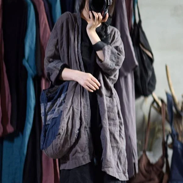 Patchwork Cotton Linen Comfortable Long Sleeve Cardigan Coats Spandex Blend Rayon Blend Denim Blend Patchwork Cotton Linen Comfortable Long Sleeve Cardigan Coats Spandex Blend Rayon Blend Denim Blend