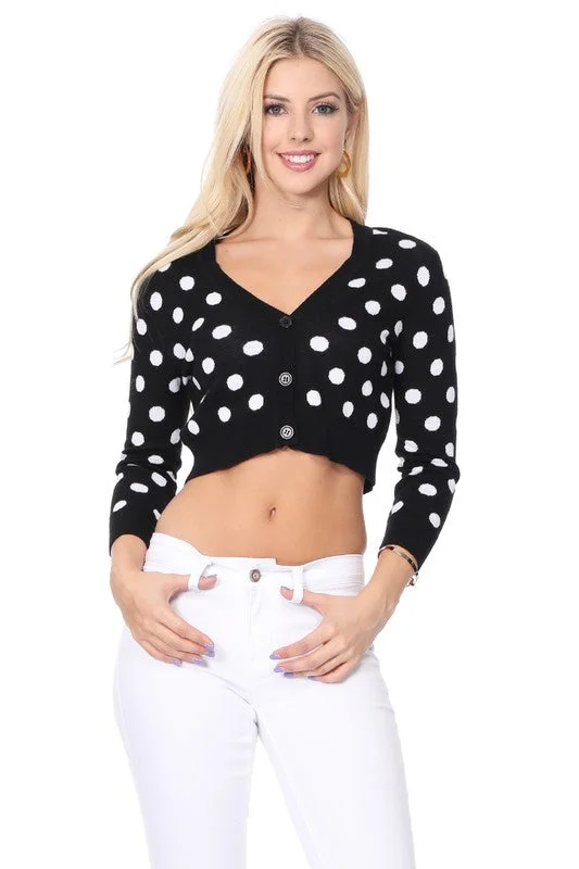 Polka Dot Jacquard Cropped Bolero Sweater Cardigan Plaid Cardigan Polka Dot Checkered Polka Dot Jacquard Cropped Bolero Sweater Cardigan Plaid Cardigan Polka Dot Checkered