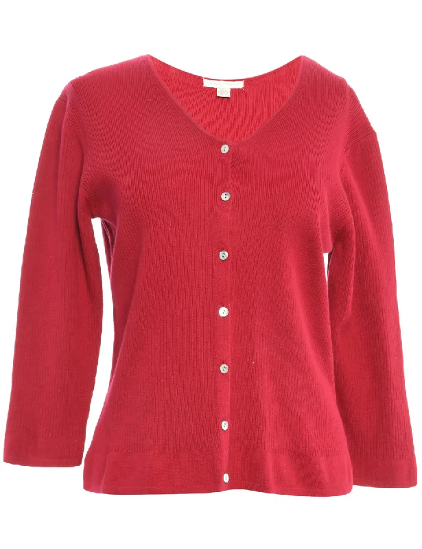 Red Cardigan - L Iron Safe Non-Iron Wrinkle Free