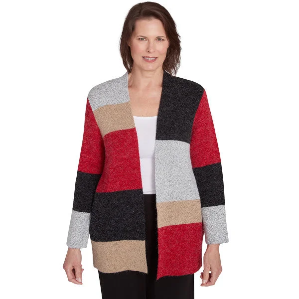 Runway Ready Colorblock Cardigan Sweater Petite Lightweight Heavyweight Midweight