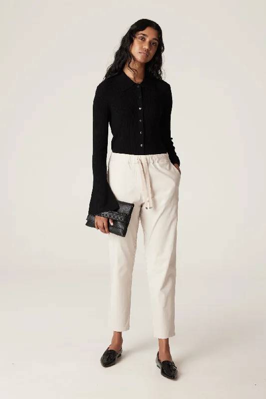 Superfine Rib Polo Cardigan - Black Anti-Pilling Anti-Shrink Durable