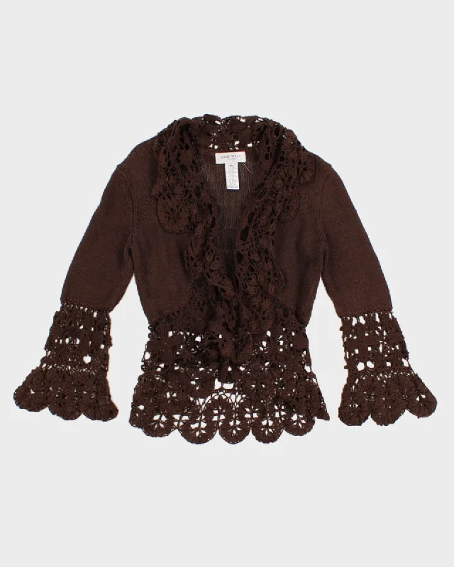 Vintage 90s Nine West Lacey Knit Cardigan - S Spandex Rayon Corduroy
