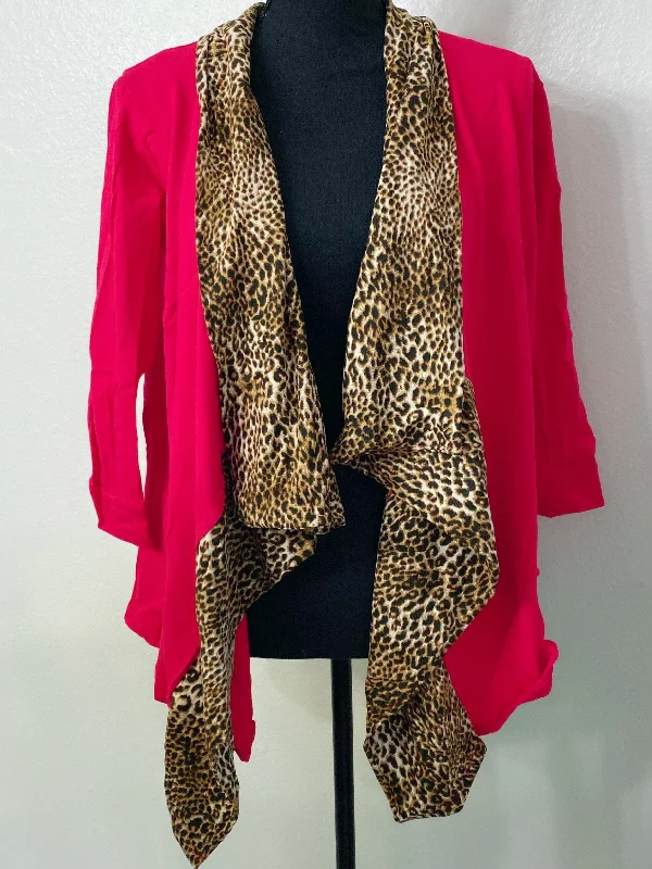 Women's Red Leopard Cardigan Glossy Satin Silk